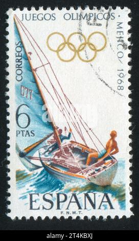 SPANIEN - CA. 1968: Briefmarke gedruckt von Spanien, zeigt Segeln, ca. 1968 Stockfoto