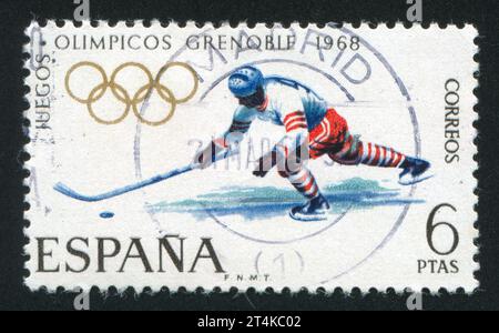 SPANIEN - CA. 1968: Briefmarke gedruckt von Spanien, zeigt Hockey, ca. 1968 Stockfoto