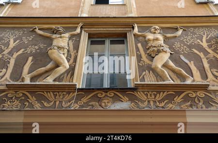 Haus von Adam und Eva in der historischen Altstadt von Nizza Stockfoto