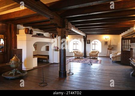 Musikzimmer, Schloss Bran, Bran, Kreis Braşov, Transsilvanien, Rumänien, Europa Stockfoto