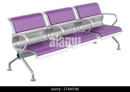 Sitzbank oder Stühle für Wartezimmer, 3D-Rendering isoliert auf weißem Hintergrund Stockfoto