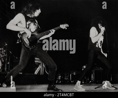 Ian Gillan & His Band, Ian Gillan, Ian Gillan Rock and Roll Hall of Fame, Ian Gillan & His Band, die 1991 live auftreten, Deep Purple Leadsänger Ian Gillan, Ian Gillan Vocals, Steve Morris Guitar, Brett Bloomfield Bass, Leonard Haze Schlagzeug, Foto Kazimierz Jurewicz, Ian Gillan die besten Stimmen der Rockmusik von Planet Rock Stockfoto