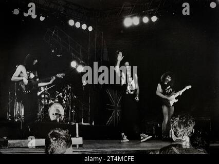 Ian Gillan & His Band, Ian Gillan, Ian Gillan Rock and Roll Hall of Fame, Ian Gillan & His Band, die 1991 live auftreten, Deep Purple Leadsänger Ian Gillan, Ian Gillan Vocals, Steve Morris Guitar, Brett Bloomfield Bass, Leonard Haze Schlagzeug, Foto Kazimierz Jurewicz, Ian Gillan die besten Stimmen der Rockmusik von Planet Rock Stockfoto