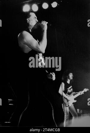Ian Gillan & His Band, Ian Gillan, Ian Gillan Rock and Roll Hall of Fame, Ian Gillan & His Band, die 1991 live auftreten, Deep Purple Leadsänger Ian Gillan, Ian Gillan Vocals, Steve Morris Guitar, Brett Bloomfield Bass, Leonard Haze Schlagzeug, Foto Kazimierz Jurewicz, Ian Gillan die besten Stimmen der Rockmusik von Planet Rock Stockfoto