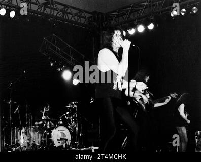 Ian Gillan & His Band, Ian Gillan, Ian Gillan Rock and Roll Hall of Fame, Ian Gillan & His Band, die 1991 live auftreten, Deep Purple Leadsänger Ian Gillan, Ian Gillan Vocals, Steve Morris Guitar, Brett Bloomfield Bass, Leonard Haze Schlagzeug, Foto Kazimierz Jurewicz, Ian Gillan die besten Stimmen der Rockmusik von Planet Rock Stockfoto