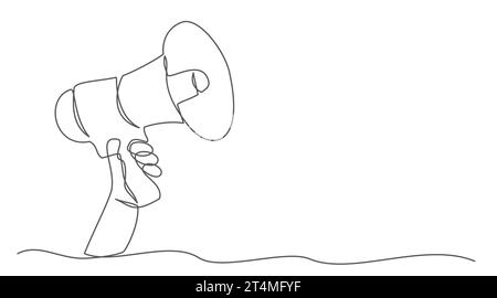 Einzeilige Megaphon-Zeichnung isoliert auf weißem Hintergrund Stock Vektor