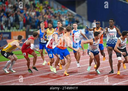 Das Staffelfinale für Männer mit 4 x 400 Metern Länge. Europameisterschaften München 2022 Stockfoto