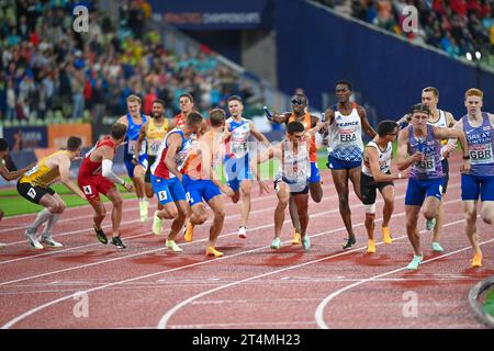 Das Staffelfinale für Männer mit 4 x 400 Metern Länge. Europameisterschaften München 2022 Stockfoto