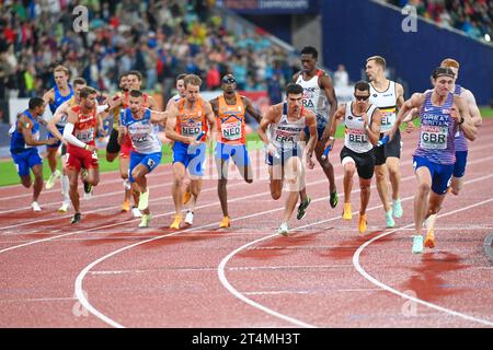 Das Staffelfinale für Männer mit 4 x 400 Metern Länge. Europameisterschaften München 2022 Stockfoto