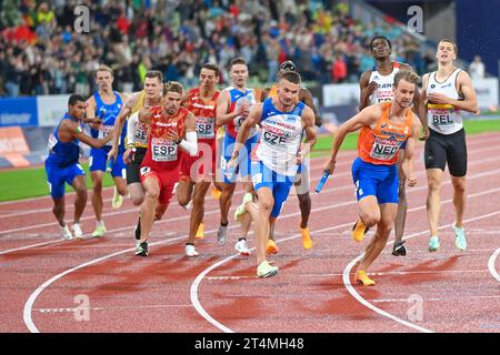 Jochem Dobber (Niederlande), Michal Desensky (Tschechische Republik). Das Staffelfinale für Männer mit 4 x 400 Metern Länge. Europameisterschaften München 2022 Stockfoto