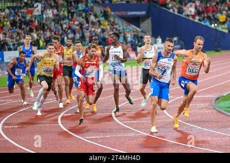 Jochem Dobber (Niederlande), Michal Desensky (Tschechische Republik). Das Staffelfinale für Männer mit 4 x 400 Metern Länge. Europameisterschaften München 2022 Stockfoto