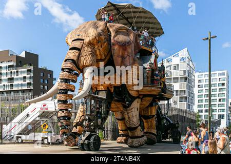 Mechanischer Elefant der Maschinen der Insel Attraktion in Nantes, Frankreich Stockfoto