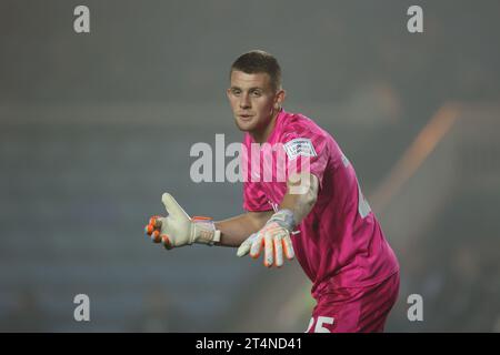 Peterborough, Großbritannien. 31. Oktober 2023. Fynn Talley (PU) beim U-21 EFL Trophy Match Peterborough United gegen Tottenham Hotspur im Weston Homes Stadium, Peterborough, Cambridgeshire, am 31. Oktober 2023. Quelle: Paul Marriott/Alamy Live News Stockfoto