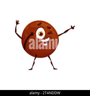 Cartoon Macadamia-Nuss-Keto-Diät-Charakter. Natürliche Nahrung netter Charakter, gesunde Ernährung, Keto Diät Produkt isoliert Vektor glücklich Maskottchen oder Macadamia Nuss fröhliche Persönlichkeit Stock Vektor