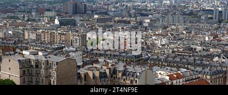Blick vom Sacré Coeur auf den 18. Arrondissementeinen, Bezirk von Paris, Frankreich Stockfoto
