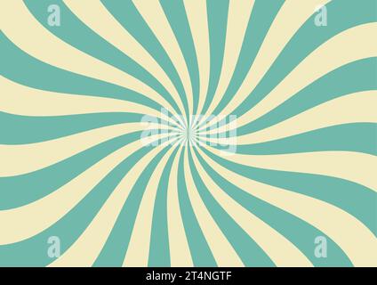 Karneval Streifenstrahlen Hintergrundlayout, Retro-Spiralzirkus-Poster mit radialem Burst, Vektor-Sonnenlicht. Funfair Karnevalshintergrund von Nadelradstreifen oder blauem und beigefarbenem Sonnenstrahl-Radialstrahlmuster Stock Vektor