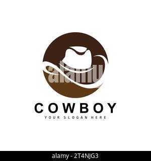 Cowboy Hut Logo, Texas Cowboy Design, Western Country Sheriff Hut Vektor, Silhouette Icon Stock Vektor