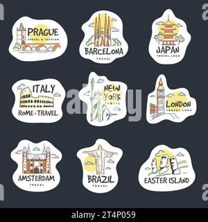Touristisches Logo. Geschäftsvorlagen für Reisende historische Wahrzeichen Illustration der letzten Vektorbilder Stock Vektor