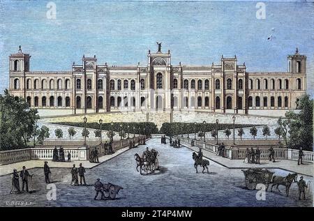 Das Maximilianeum in München, Bayern, Deutschland, Reproduktion eines Bildes, Holzschnitt aus dem Jahr 1881, digitalrestauriert, Historisch / das Maximilianeum in München, Bayern, Deutschland, Reproduktion eines Bildes, Holzschnitt aus dem Jahr 1881, digital verbessert, historisch Stockfoto