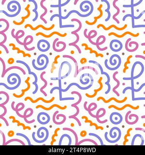 Niedliches, naives nahtloses Muster. Kreativer, heller abstrakter Stil. Farbige, naive Hintergrunddarstellung. Einfache handgezeichnete Tapete prin Stock Vektor