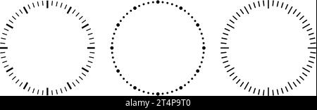 Leeres mechanisches Zifferblatt unterteilt in Sekunden und Minuten. Rundmeterskala. Zifferblatt anzeigen. Timer-Vorlage. Einfaches Zifferblatt. Vektorabbildung ein Stock Vektor