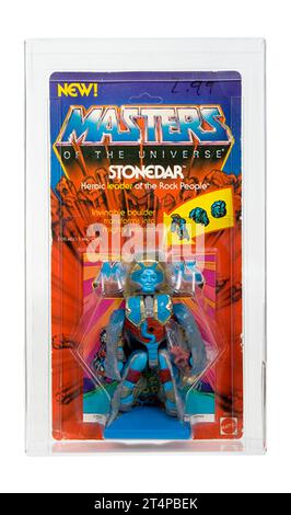 1984 Mattel Masters of the Universe Series 4 Stonedar Carded Action Figure AFA 70 Stockfoto