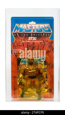 1984 Mattel Masters of the Universe Serie 3 Jitsu kardierte Action Figur AFA 60-Y Stockfoto