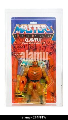 1984 Mattel Masters of the Universe Series 3 Clawy Carded Action Figur AFA 60-Y Stockfoto