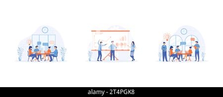 Business Meeting oder Team Work Konzept, Team applaudieren bei Büro Meeting. Moderne Illustration des flachen Vektors festlegen Stock Vektor