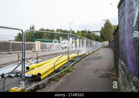 Straßenarbeiten an der Shields Road, Glasgow, Schottland, Großbritannien, Europa Stockfoto