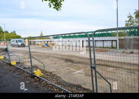 Straßenarbeiten an der Shields Road, Glasgow, Schottland, Großbritannien, Europa Stockfoto