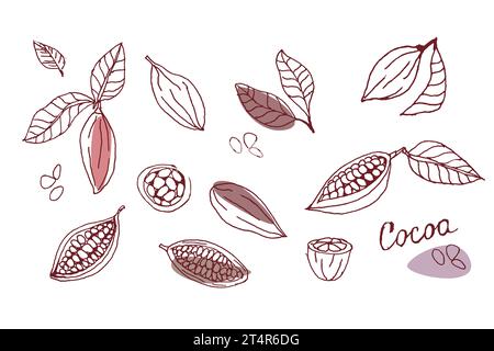 Kritzeln Sie Kakaobohnen in handgezeichneter Form Stock Vektor
