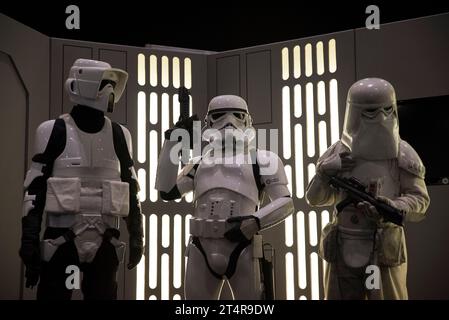 Scout-Trooper, Stormtrooper und Snowtrooper Cosplay Stockfoto