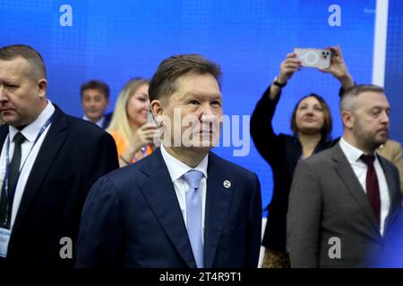 Sankt Petersburg, Russland. November 2023. Alexey Miller, Vorstandsvorsitzender von Gazprom, nimmt an der 12th St. Teil Petersburg International Gas Forum (PMGF 2023) in St. Petersburg. Quelle: SOPA Images Limited/Alamy Live News Stockfoto