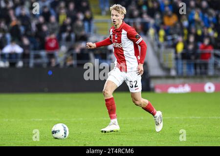 Lier, Belgien. November 2023. Kobe Corbanie aus Antwerpen wurde während eines Croky Cup 1/16-Endspiels zwischen Lierse SK und Royal Antwerp FC in Lier am Mittwoch, den 1. November 2023, in Lier gezeigt. BELGA FOTO TOM GOYVAERTS Credit: Belga Nachrichtenagentur/Alamy Live News Stockfoto