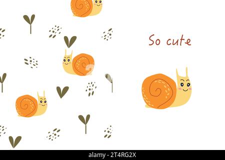 Niedliche Karikaturschnecke und nahtloses Muster Stock Vektor