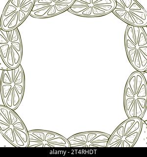 Ein Rand aus Zitronenscheiben. Eine Komposition von Zitrusfrüchten im grafischen Stil. Vektorillustration auf weißem Hintergrund isoliert Stock Vektor