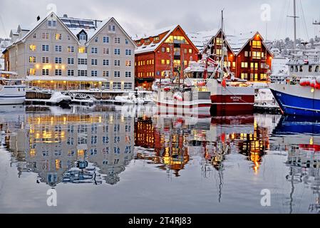 Tromso, Norwegen - Blick auf den Hafen. Stockfoto