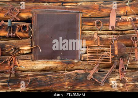 Shop Building, Donner und Blitzen Wild and Scenic River, Steens Mountain Cooperative Management and Protection Area, Oregon Stockfoto