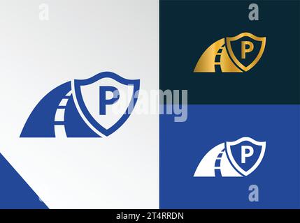 Letter P Transportlogo. Logo für Straßenpflege und -Bau Stock Vektor