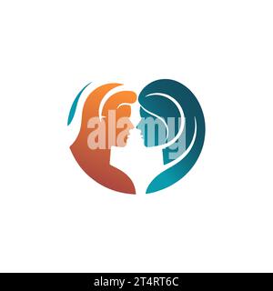 Logodesign für Paare in Love. Ein Liebespaar-Symbol. Vektorabbildung. Stock Vektor