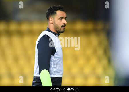 Beveren Waas, Belgien. November 2023. Westerlos Nacer Chadli wurde während eines Croky Cup 1/16 Finalspiels zwischen SK Beveren und KVC Westerlo in Beveren-Waas am Mittwoch, den 1. November 2023, gezeigt. BELGA FOTO JILL DELSAUX Credit: Belga News Agency/Alamy Live News Stockfoto