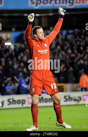 Colin Doyle von Birmingham City feiert den Sieg des Blues bei Molineux. FA CUP dritte Runde Replay - Wolverhampton Wanderers gegen Birmingham City 18/01/2012 Stockfoto