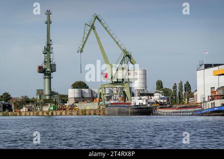 Kräne, Havel, Spandauer Hafen, Tiefwerderweg, Spandau, Berlin, Deutschland Stockfoto