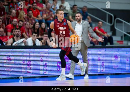 November 2023: LUDDE HAKANSON Schweden Spieler aus Ucam Murcia CB, Murcia Region Murcia, UCAM MURCIA CB vs IGOKEA:TEL Basketball Champions League MURCIA Sports Palace, Region Murcia, 01. November 2023 Stockfoto