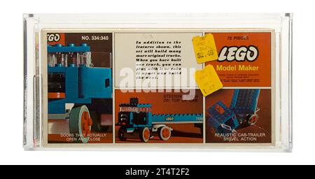 1968 Lego Modellbauer Bauspielzeug 334 Sattelauflieger-Truck AFA 80 in der Nähe des Münzzustands Stockfoto