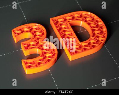 3D-Briefe von 3D-Druckmaschine. 3D-Technologie in Aktion Stockfoto