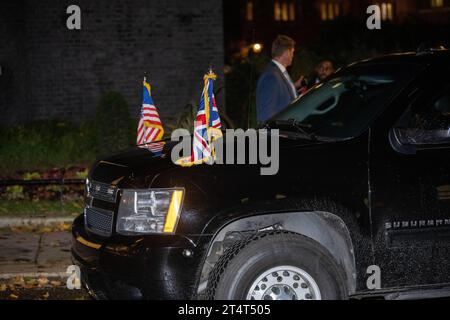 London, Großbritannien. November 2023. US-Vizepräsidentin Kamala Harris und Premierminister Rishi Sunak treffen sich in der Downing Street, Vizepräsident Harris besucht Großbritannien, um eine wichtige politische Rede über künstliche Intelligenz (KI) zu halten und am AI Safety Summit 2023 teilzunehmen Stockfoto