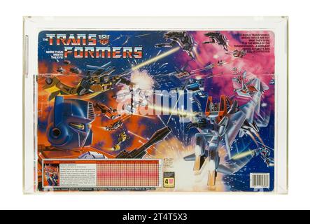 Hasbro Transformatoren der 1. Generation 1984 Optimus Prime AFA 75 in Box Stockfoto