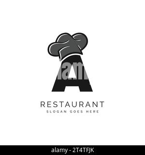 Schreiben Sie Ein Logo mit Kochmütze für ein Restaurant. Alphabet A Concept Design Food Business Logotype Vektor Illustration Stock Vektor